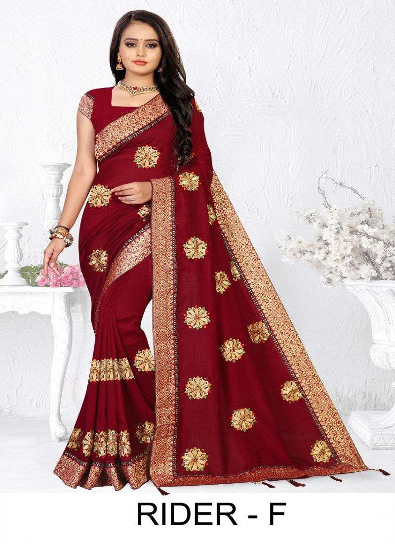 Ronisha Rider Latest Fancy  Fastive Wear Designer Vichitra Silk Saree Collection